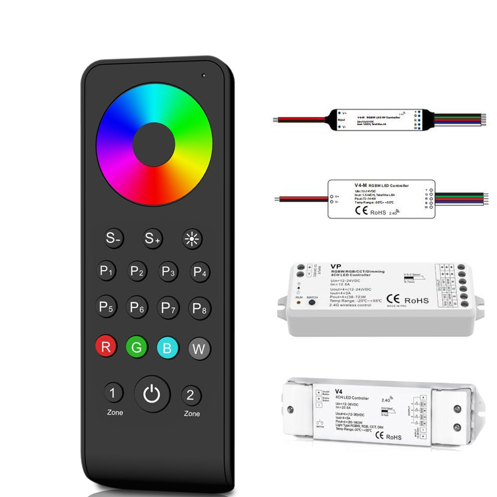 5050 RGBW LED Light Strip Controller 4CH 2.4GHz 3528 2835 4IN1 RGBCW RGBWW DC12V 24V 36V Max 720W 30m
