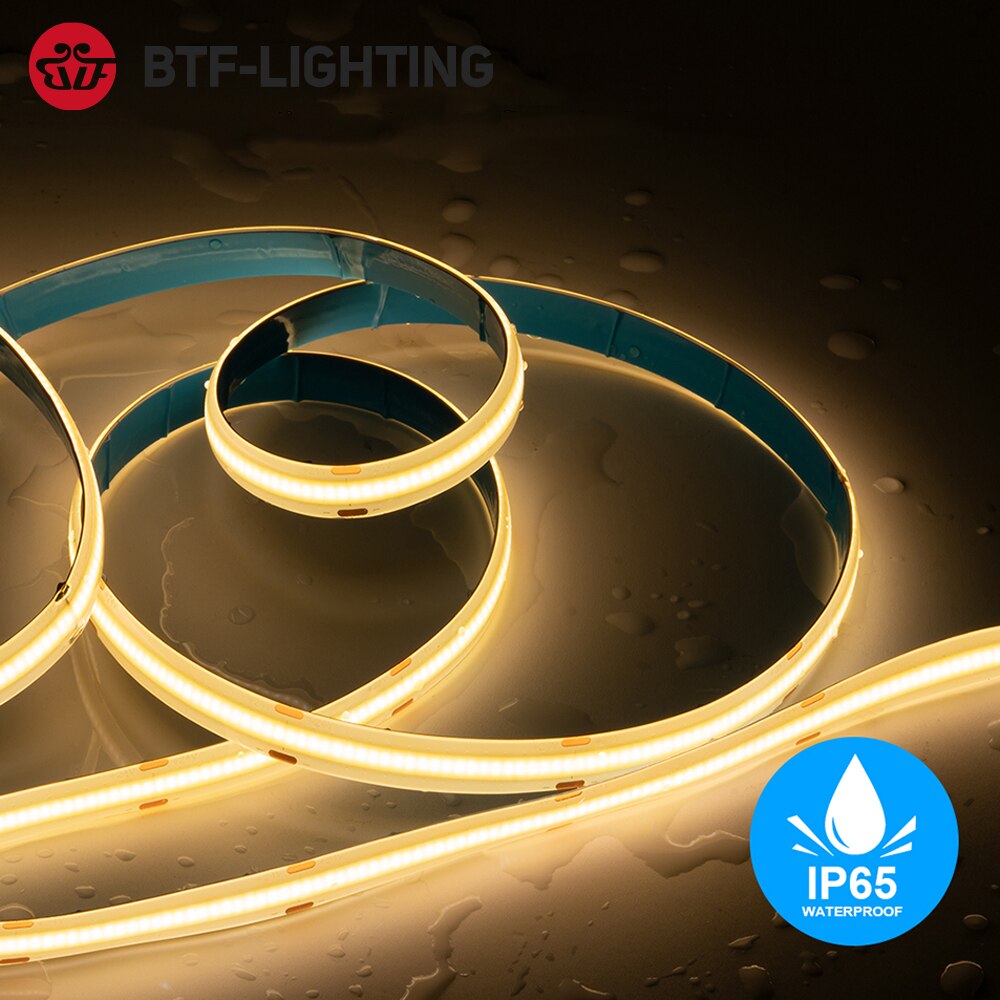 FCOB LED Strip IP65 Waterproof 5M 480 528 640 LEDs Flexible FOB COB Led Strip 2700K to 6000K RA90 Linear Dimmable 12V 24V