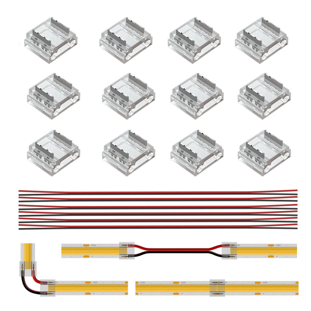 12pcs Transparent Solderless Cover Connector 15cm Wire for FCOB DIM CCT RGB WS2812B WS2811 WS2815 5050 RGBW RGBCCT SMD LED