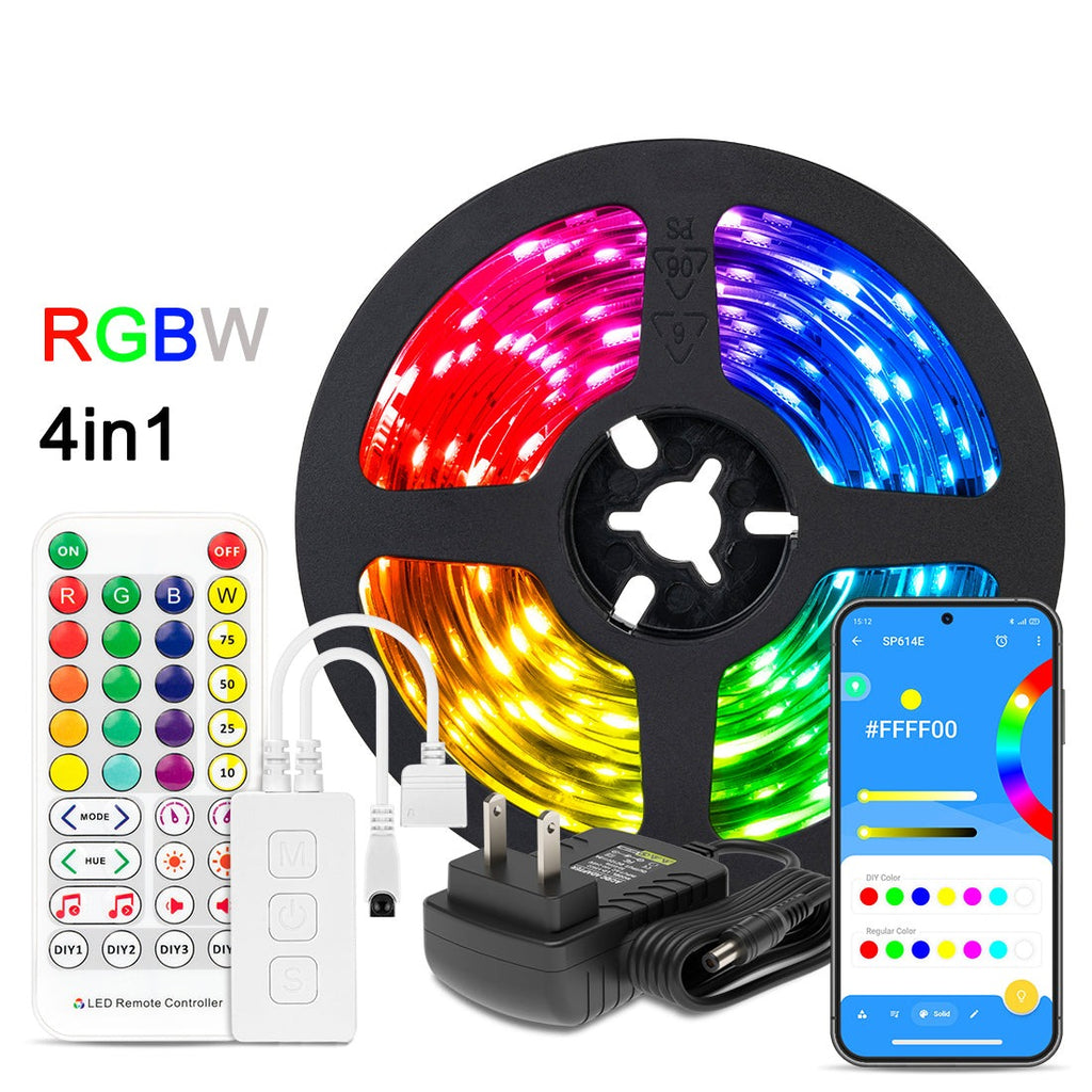 5050 RGBW 4in1 Bluetooth Music APP LED Light Strip Kits RGB with White 3000K 6000K for Bedroom Desk Home