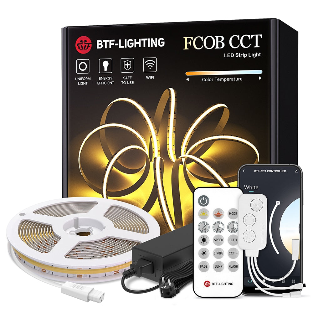 FCOB CCT Led Lights Kit 640LEDs Tuya Voice Wifi Bluetooth APP Dimmable High Density
