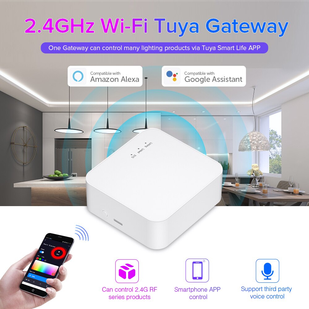 Tuya 2.4GHz WiFi Gateway for C01RF-C04RF LM051 Controller DIM CCT RGB RGBW  RGBCCT LED Strip Tuya Smart Life Alexa Google Home