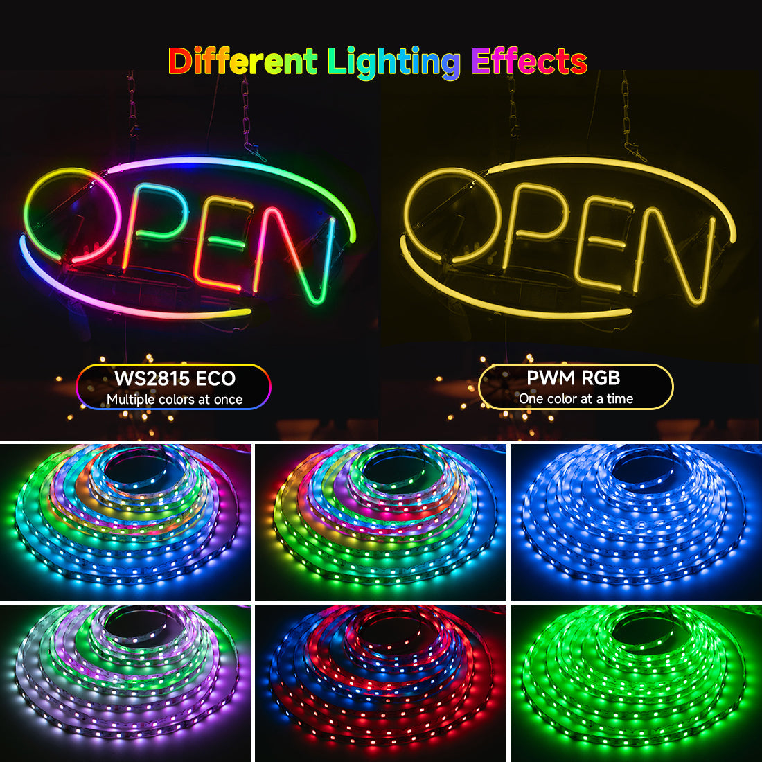 BTF-LIGHTING WS2815 RGB Addressable LED: Standard vs S-Shaped Dual-Signal LED Strips