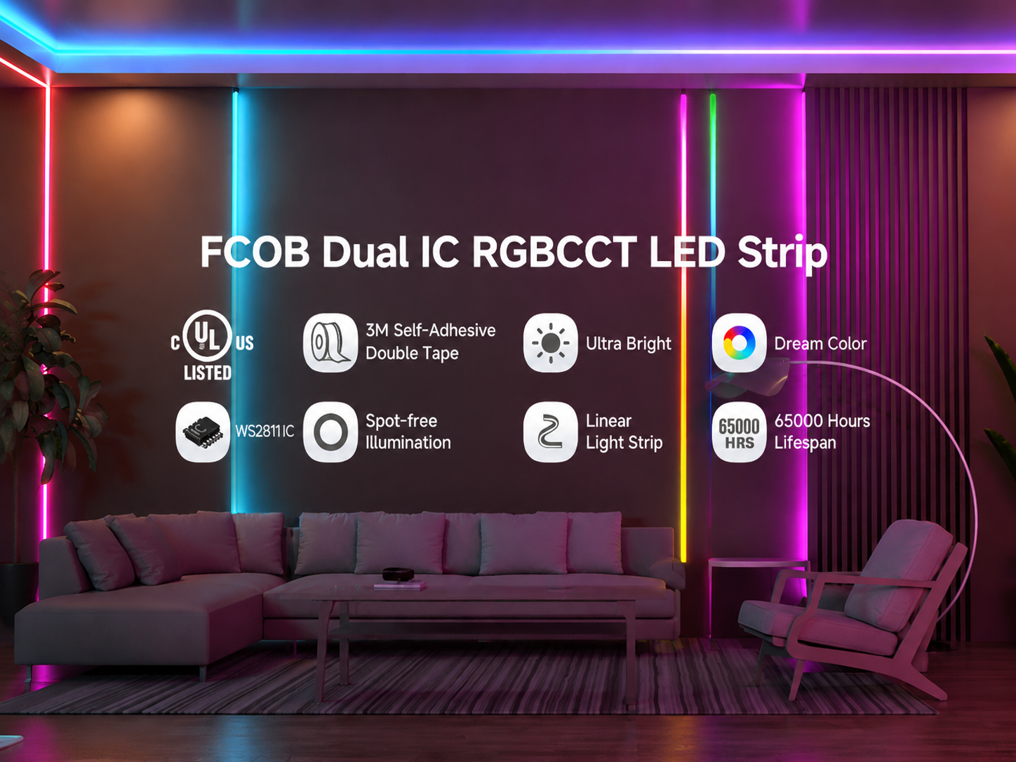 New Launch: FCOB RGBCCT Dual-IC Addressable LED Strip Ultra-High Density 840L 960L Version
