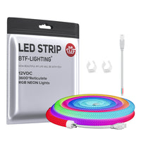 360 Degree Round Reticulate Christmas Chasing Effects Neon Rope Light, Flexible Silicone IP67 Waterproof Premium Color Tube