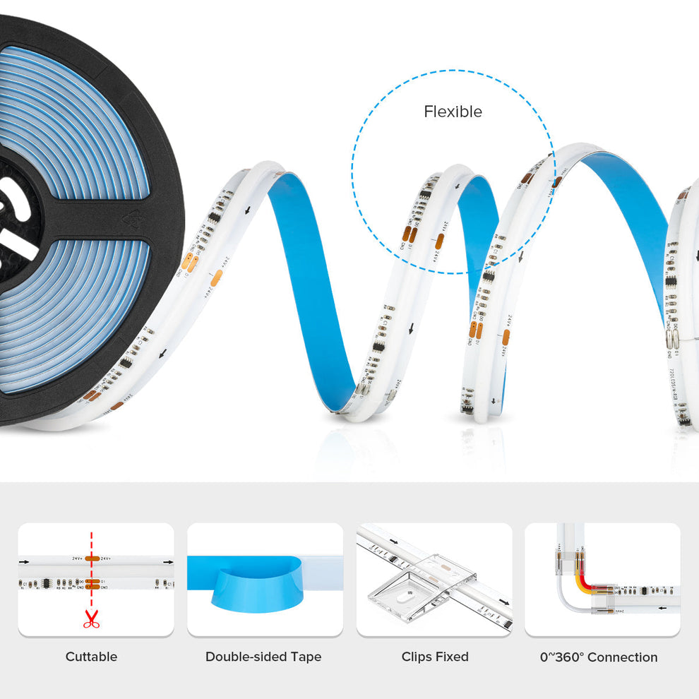 BTF-LIGHTING FCOB SPI COB RGB Flexibele Hoge-Dichtheid LED Strip WS2811 IC LED Strip 5M 630LEDs/m 14W/M DC24V Wit PCB IP30 Chasing Kleur (zonder controller en voeding BTF-LIGHTING FCOB SPI COB RGB Flexibele Hoge-Dichtheid LED Strip WS2811 IC LED Strip 5M 630LEDs/m 14W/M DC24V Wit PCB IP30 Chasing Kleur (zonder controller en voeding