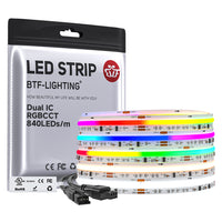 FCOB RGBCCT WS2811 Dual IC LED Strip 840 LEDs/m DC24V | Addressable Pixel COB Lights RA90