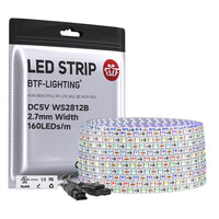 0807SMD Ultra Narrow 2.7MM WS2812B RGBIC 160LEDs Individually Addressable LED Strip DC 5V DC 12V