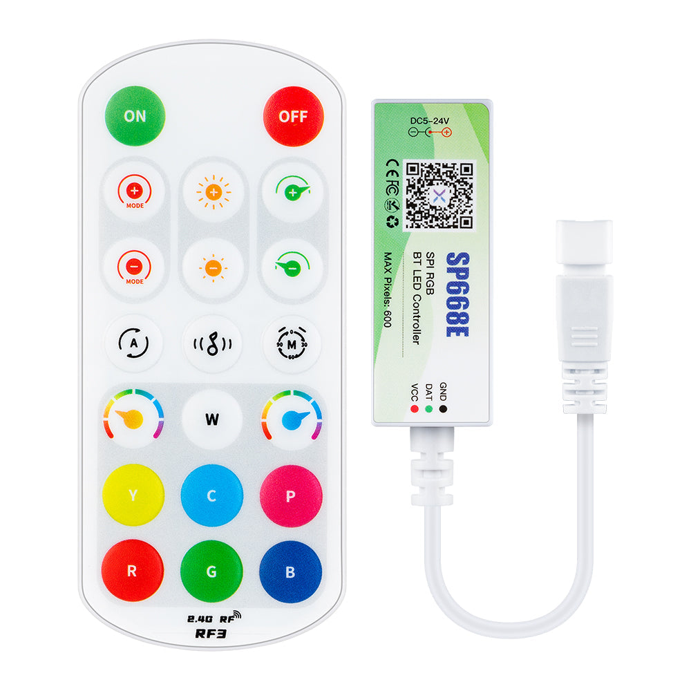 SP668E Bluetooth LED Pixel Controller with 2.4G RF Remote Control APP ...