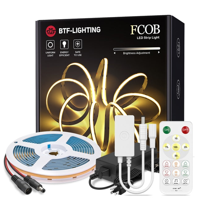 FCOB LED Lights Kit 480 LEDs Music Bluetooth APP 2.4G RF 16 Keys Dimma –  BTF-LIGHTING