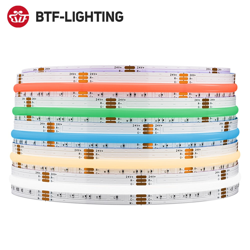 FCOB COB FOB RGBCCT LED Light Strip 6Pin DC24V 960 LEDs 12mm Flexible Linear Lights High Density Dimmable 18W