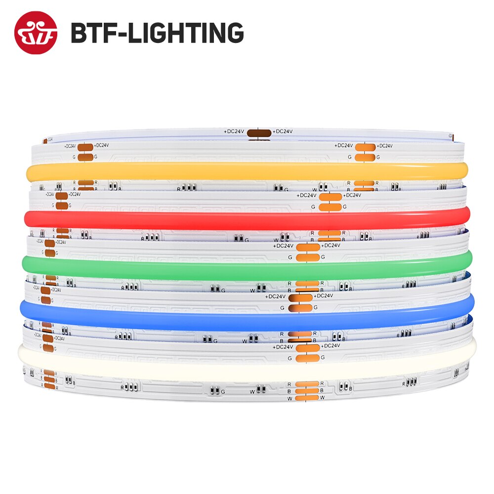 FCOB RGBW LED Strip Light 5pin DC12V 816 DC24V 896 LED 12mm Flexible High Density Linear Dimmable 16W