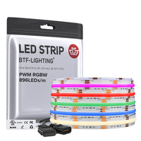 FCOB RGBW Flexibles, gleichmäßiges Licht mit hoher Dichte, 5-polig, DC12V, DC24V, 896 LED, 12 mm, lineare dimmbare Innenbeleuchtung