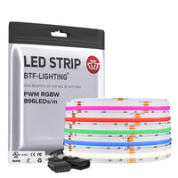 FCOB RGBW Flexibles, gleichmäßiges Licht mit hoher Dichte, 5-polig, DC12V, DC24V, 896 LED, 12 mm, lineare dimmbare Innenbeleuchtung