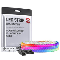 FCOB RGB IC 160 Pixels/m LED Strip DC5V | Individually Addressable COB Lights 5mm PCB