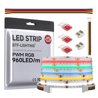 DC24V FCOB RGBCCT 960LEDs LED Strip Flexible High Density Light RGB+CCT Tunable 3000K-6000K IP66 Waterproof