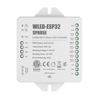 SP805E ETL Listed WLED-ESP32 WiFi Music LED Controller 5V-24V | SPI/PWM LED Controller