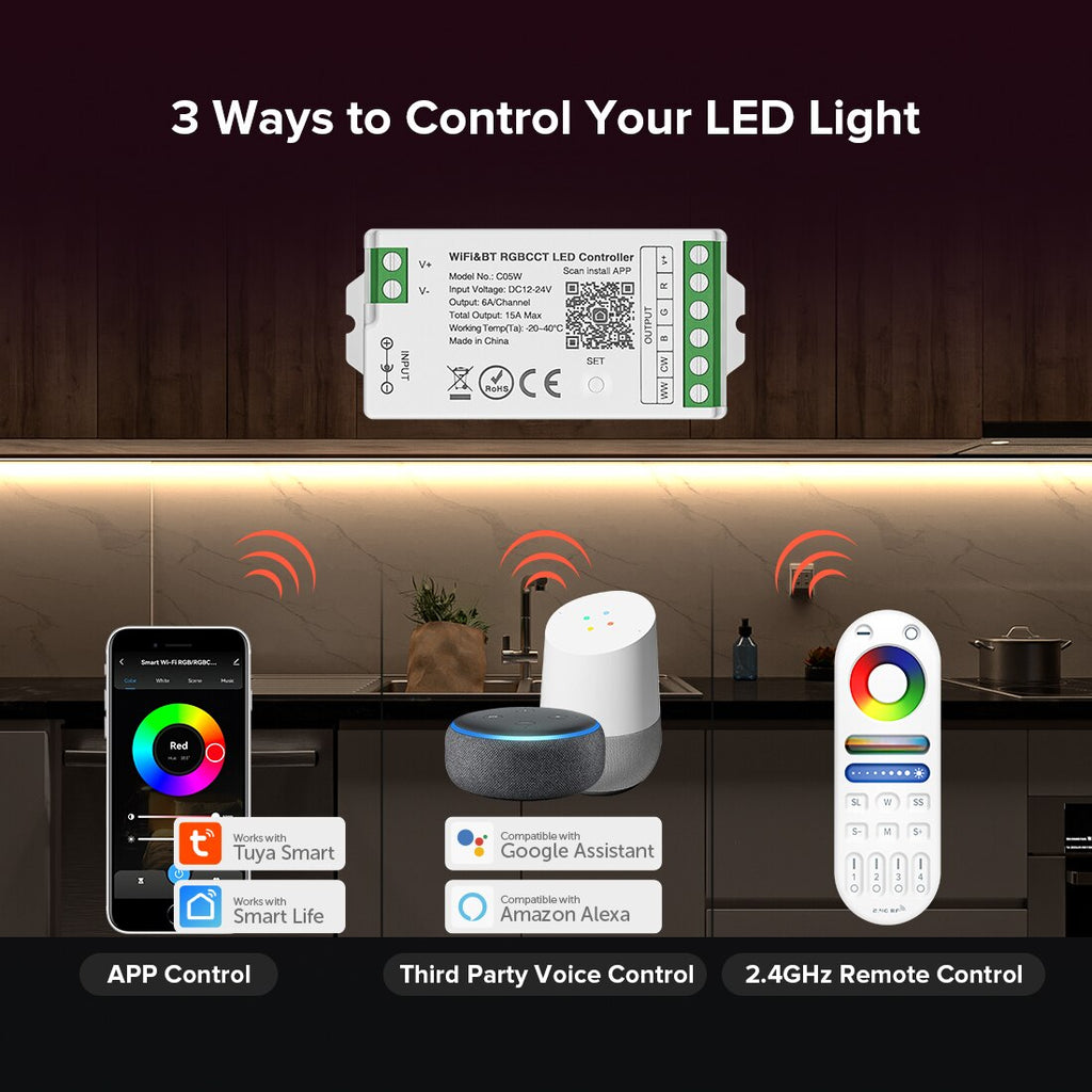 Alexa SPI LED Controller WiFi APP + RF Remote Control - 2 Output