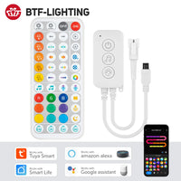 Tuya WiFi SPI LED Controller with IR44 Keys Remote Alexa Google Home for WS2811 WS2812 FCOB RGB IC Addressable Led Strip Light DC5V-24V
