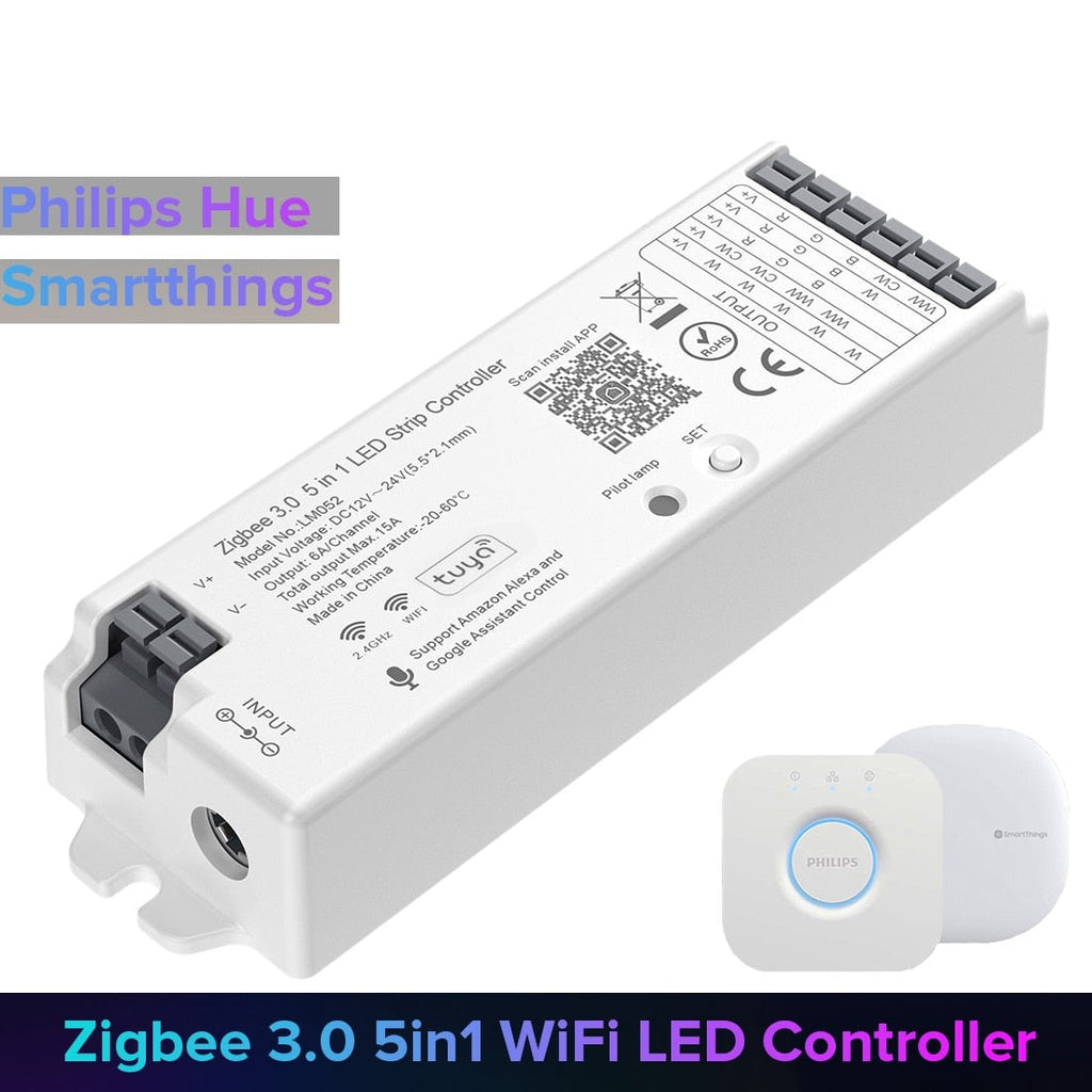 Zigbee 3.0 WiFi 2.4GHz LED Controller 5 in 1 Hue Bridge Tuya Dual Mode Gateway Smart Things Alexa Google Assistance