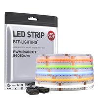 FCOB RGBCCT 840 LEDs/m IP66 Waterproof DC24V LED Strip | Tunable White COB Lights RA90