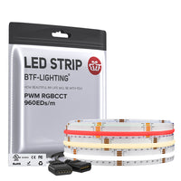 FCOB COB FOB RGBCCT LED-Lichtleiste 6Pin DC24V 960 LEDs 12mm flexible lineare Lichter hohe Dichte dimmbar 18W
