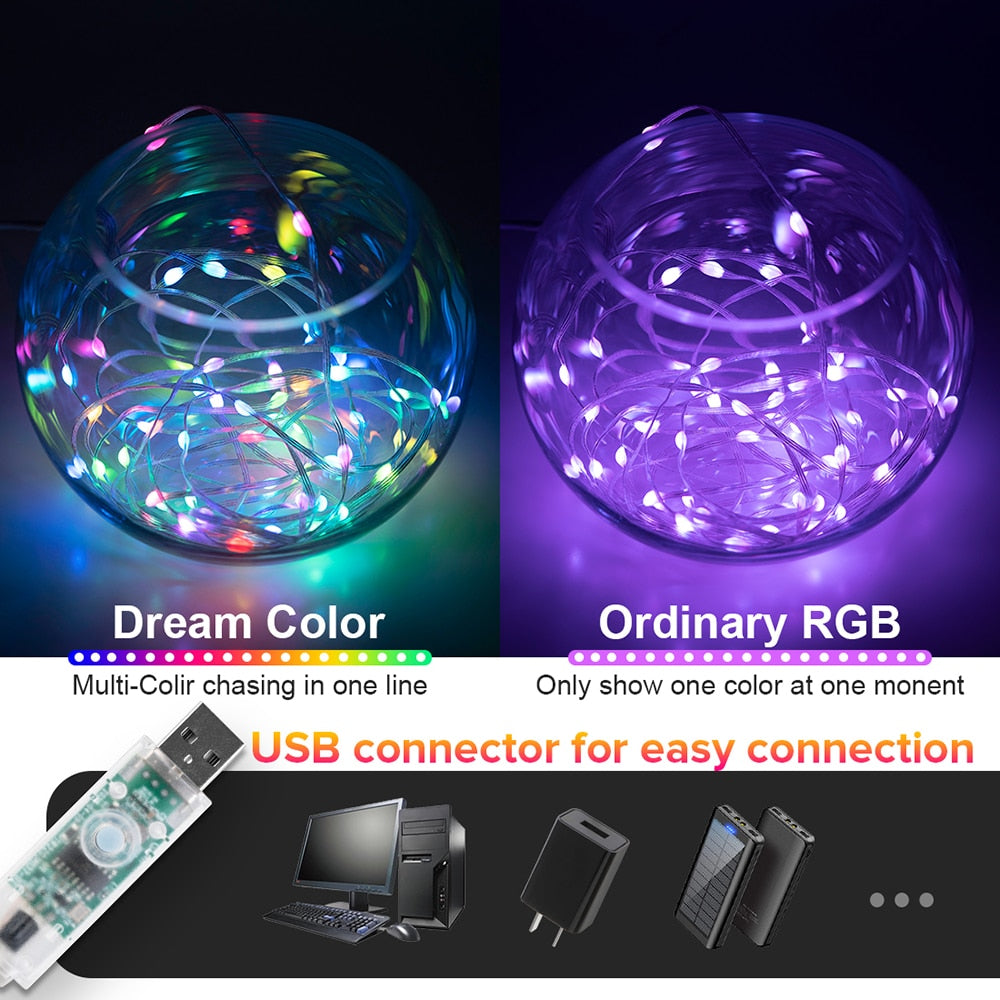 5m 10m RGB Waterproof Remote Control Christmas String Lights Outdoor -  China LED Light String, LED Christmas String Lights