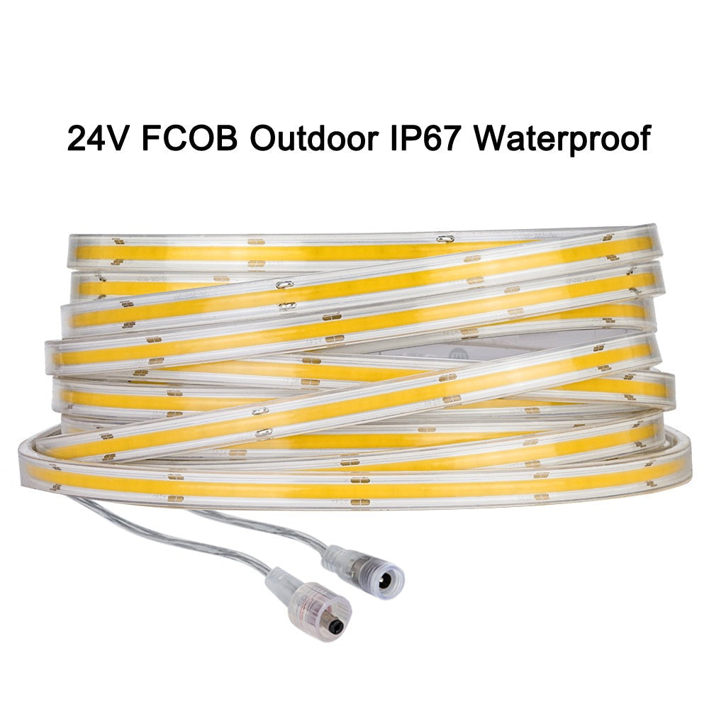 FCOB LED Strip Light IP67 528 640 LEDs High Density FOB RA90 Linear Dimmable Outdoor Waterproof 24V