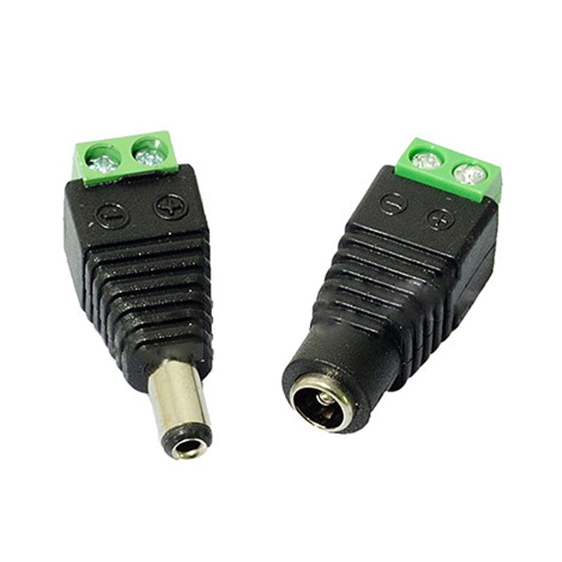 Female Male DC Connector 5.5x2.1mm Power Jack Adapter Plug for 3528 5050 5730 5630 3014 Single Color Led CCTV Camera