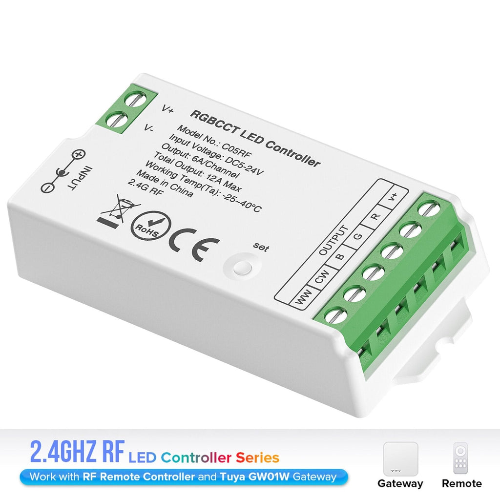 Mini 2.4GHz LED Controller for 2pin DIM 3pin CCT 4pin RGB 5pin RGBW RGBCW 6pin RGBCCT 2835 5050 FCOB
