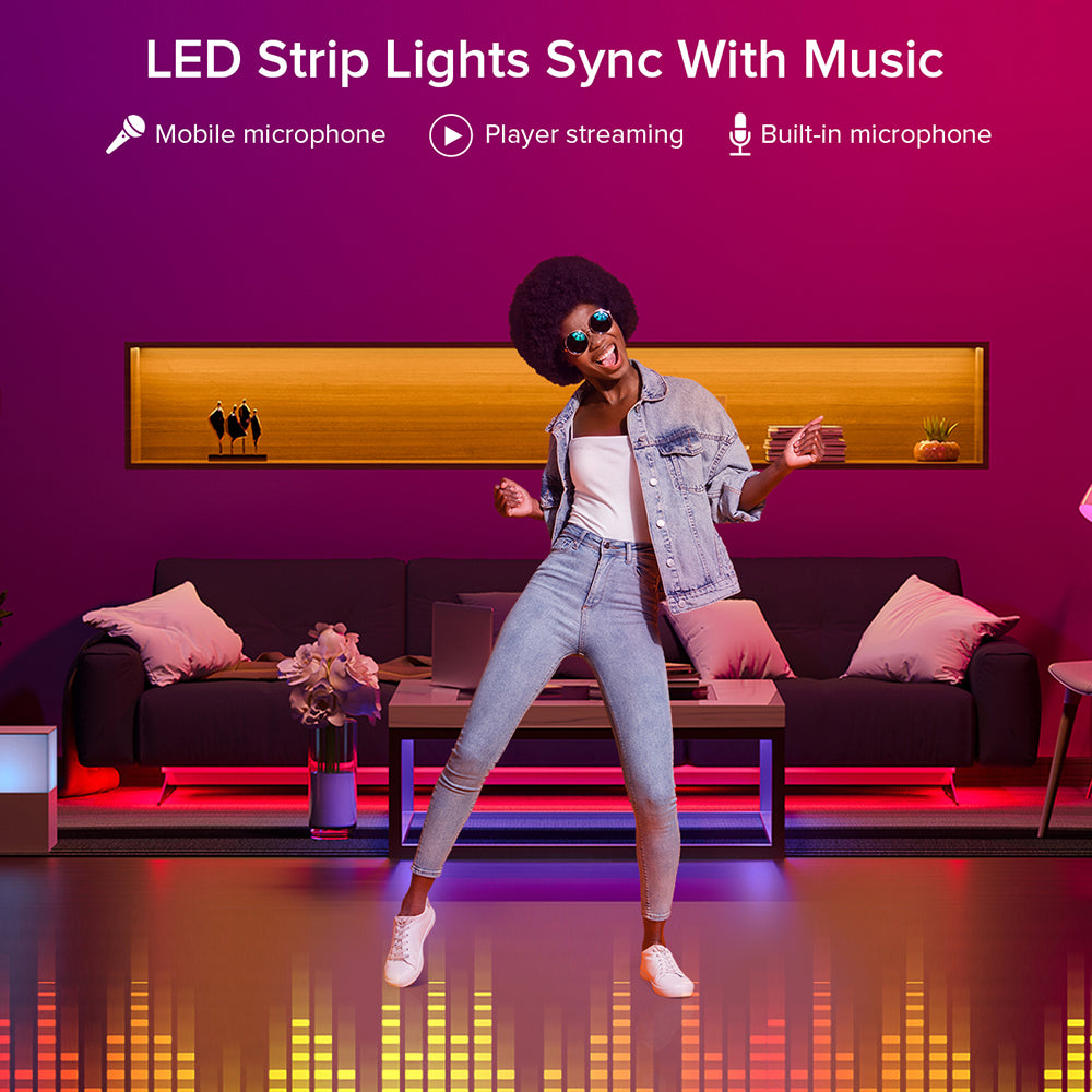 LED Strip Set Adapter + Bluetooth Music + Remote 60 LEDs
