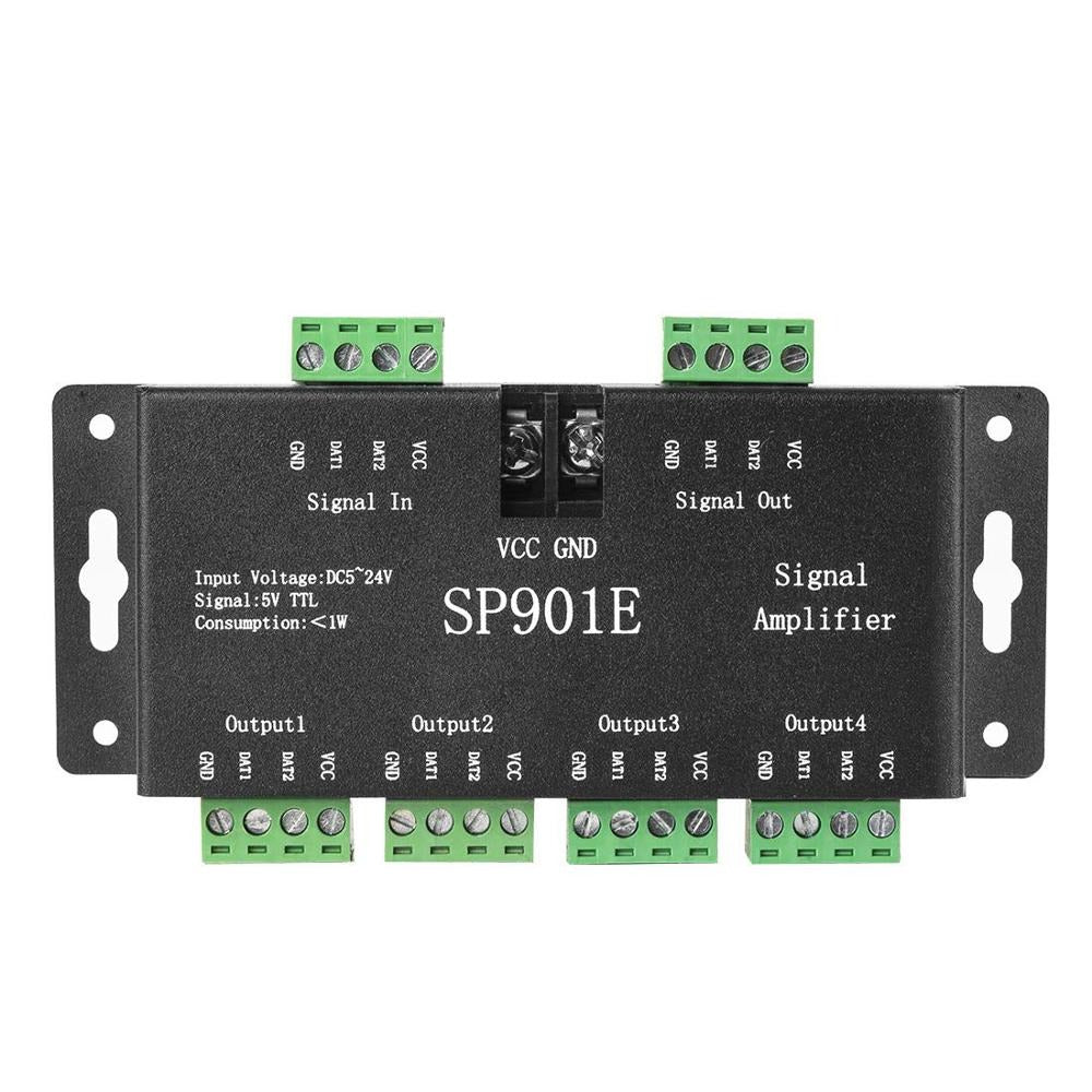 SP901E SPI Signal Amplifier for WS2812B WS2811 WS2813 Pixel RGB LED Strip Signal Repeater DC5-24V